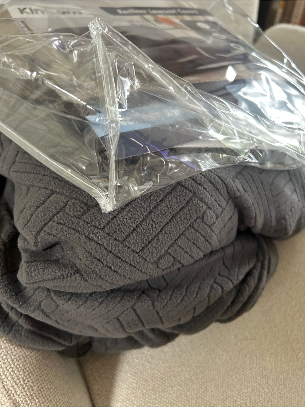 NEW Recliner Loveseat Cover in Dark Gray - Picture 3 of 6